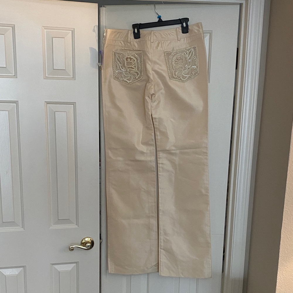 Valentino Khaki Chinos with Intricate Embroidery